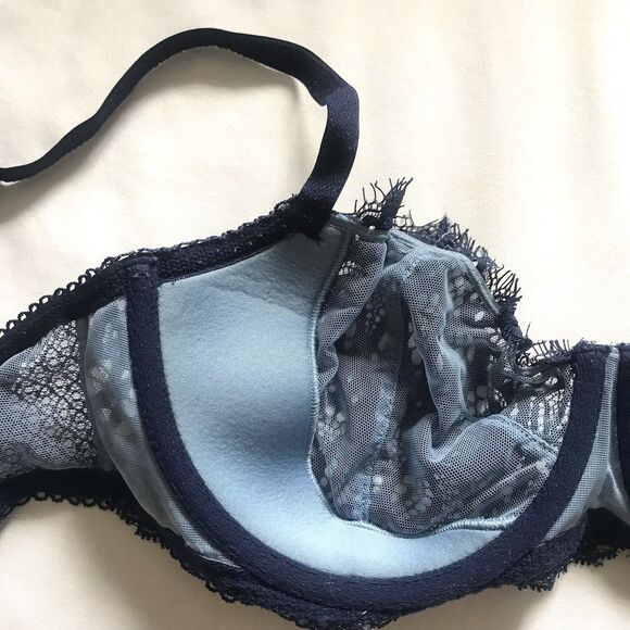 Victoria’s Secret Blue Lace Dream Angels Push Up Without Padding Bra Size 34DD - Picture 8 of 9